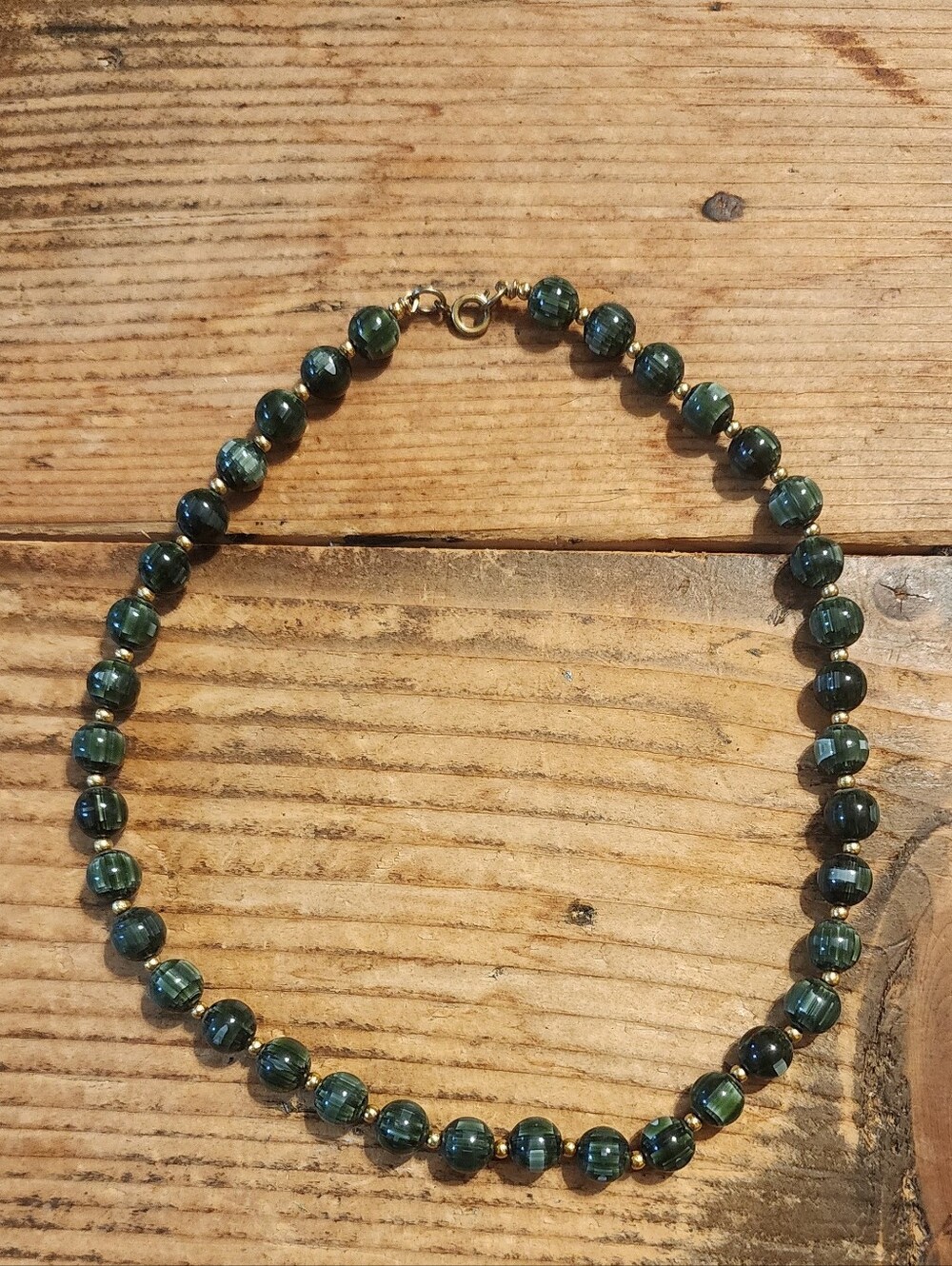 Gold and Green Beaded Necklace - Women Jewelry